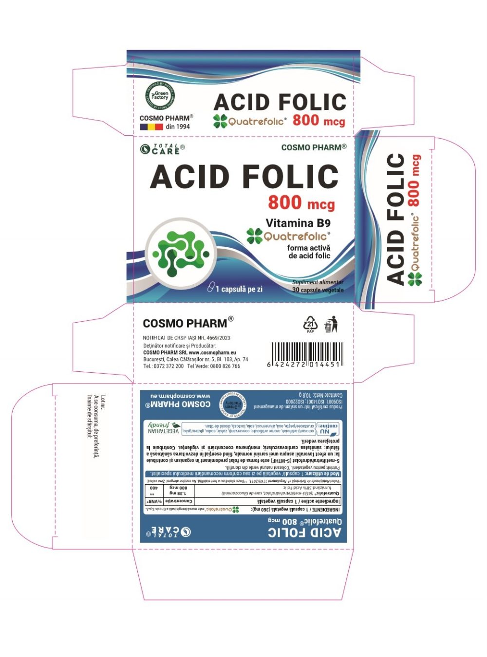 Quatrefolic® Folic Acid 800 mcg - the bioactive and natural form (5-MTHF) - Image 2