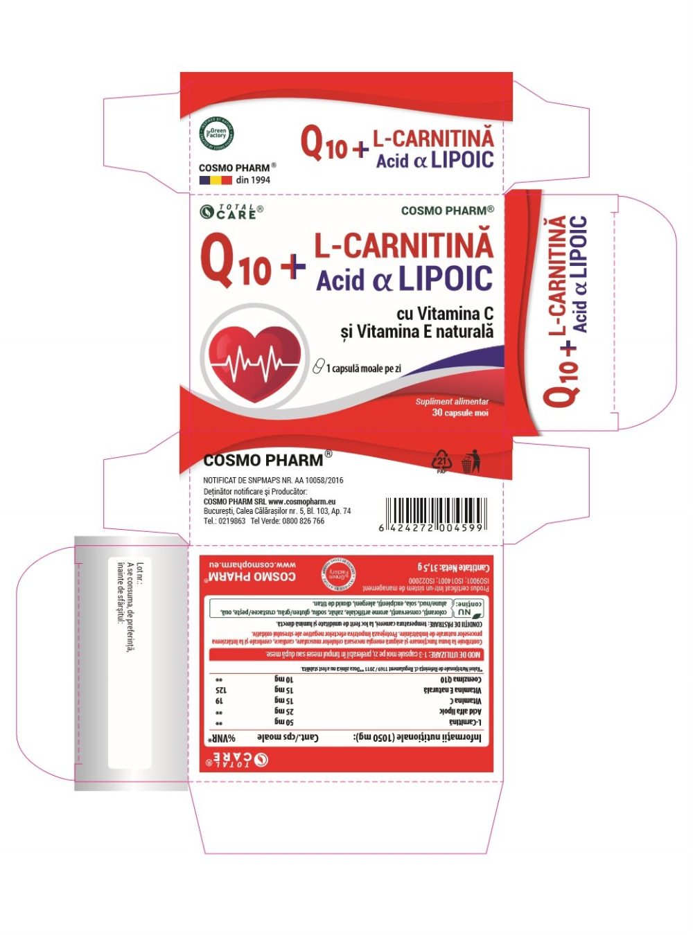 Q10 L-Carnitine Alpha Lipoic Acid - Antioxidant, detoxifier. Maintains normal cholesterol and blood sugar levels - Image 2