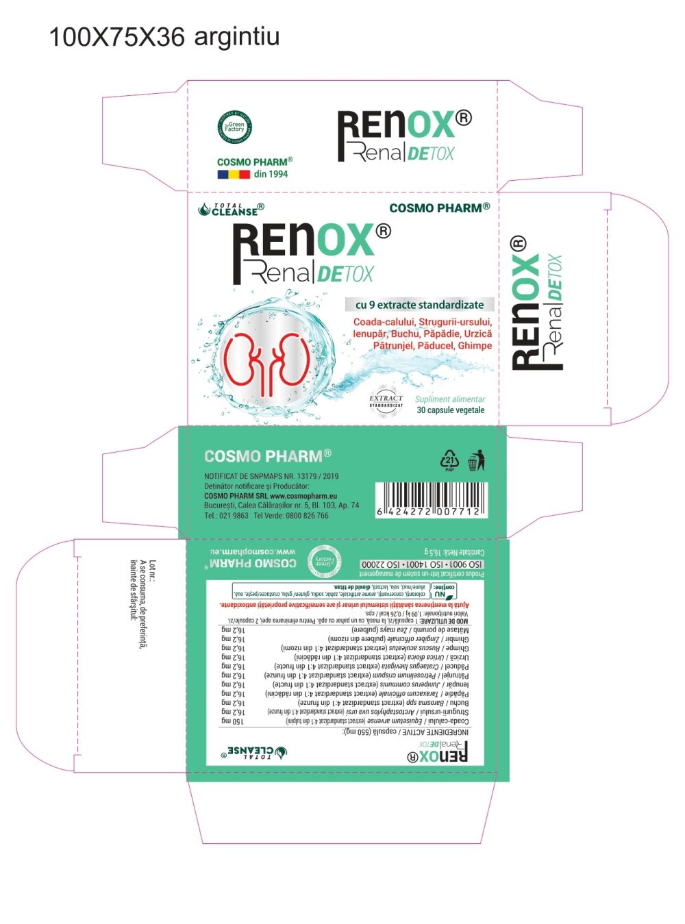 Renox® Renal Detox 30 cps. Detoxifying, Diuretic - Image 2